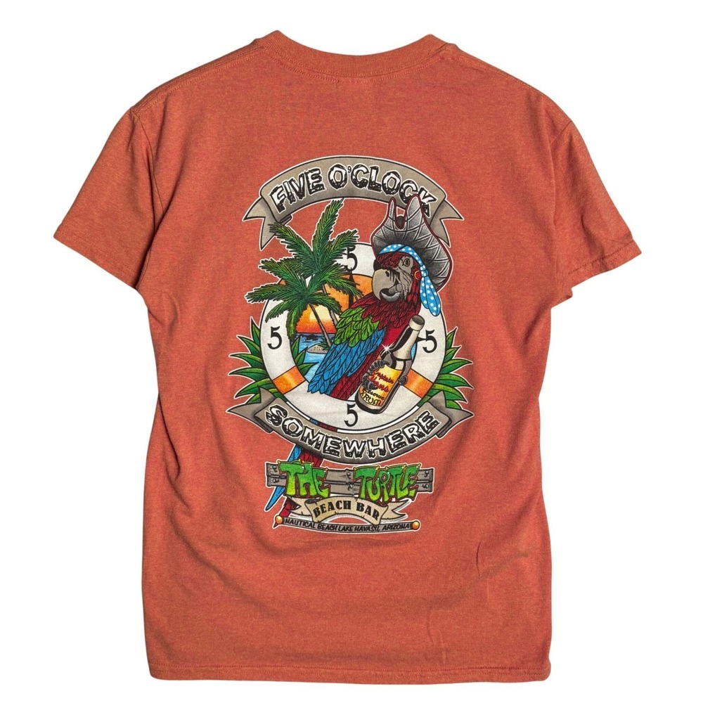 Gildan‎ Five O'Clock Somewhere Turtle Beach Bar Lake Havasu Parrot Tee Mens S